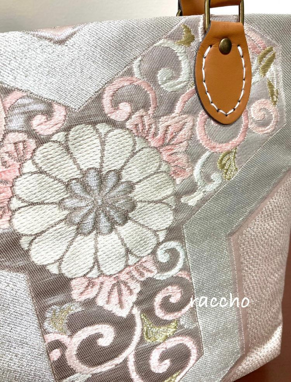 【kimono】帯リメイク 毘沙門亀甲 トートバッグ 10枚目の画像