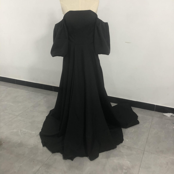 人気上昇 オフショル 黑 パーティードレス 二次会 前撮り 挙式  