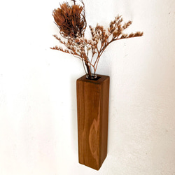 木の花瓶　壁掛けドライフラワーベース　一輪挿し　木製　シンプル　 4枚目の画像