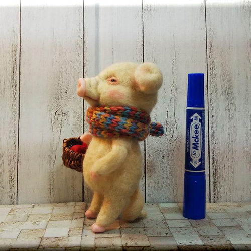 羊毛フェルト コブタ 仔豚 子豚 ぶた ブタ 作家作品 約5cmのちっちゃく
