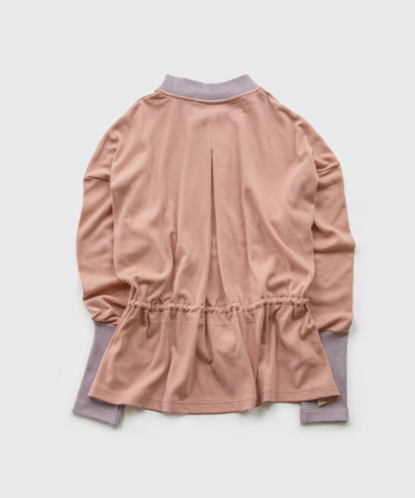 草木染めBOTADEGI ソフトスムースバックギャザー プルオーバー　玉ねぎピンク