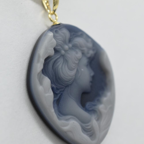 жソ付18金 K18天然石ストーンカメオ13.36ctペンダントトップ