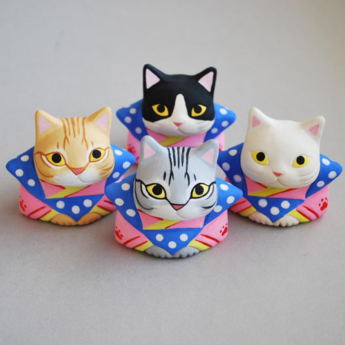 新年の縁起物・猫福助さん(サバトラ)【受注制作】ご購入前にメッセージ