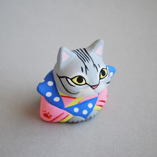 新年の縁起物・猫福助さん(サバトラ)【受注制作】ご購入前にメッセージ