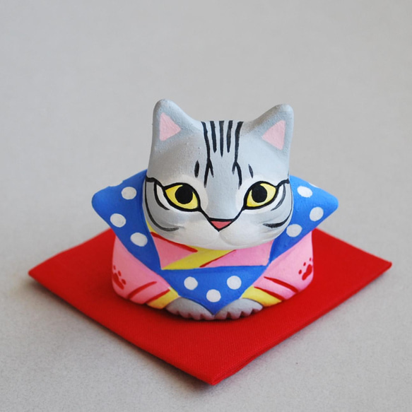 新年の縁起物・猫福助さん(サバトラ)【受注制作】ご購入前にメッセージ