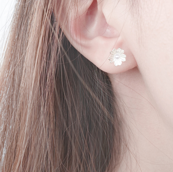 AAAAA淡水珍珠925純銀櫻花耳環 第2張的照片