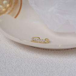 韓国ファッション　シンプルのパール指輪 リング　ゴールドアクセサリー　-1146 3枚目の画像