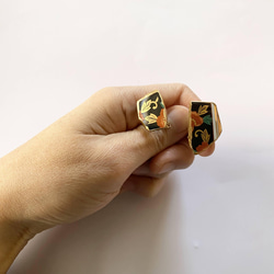 （定制）伊万裡燒陶器金次穿孔耳環/花卉圖案葉子圖案傳統工藝 第6張的照片
