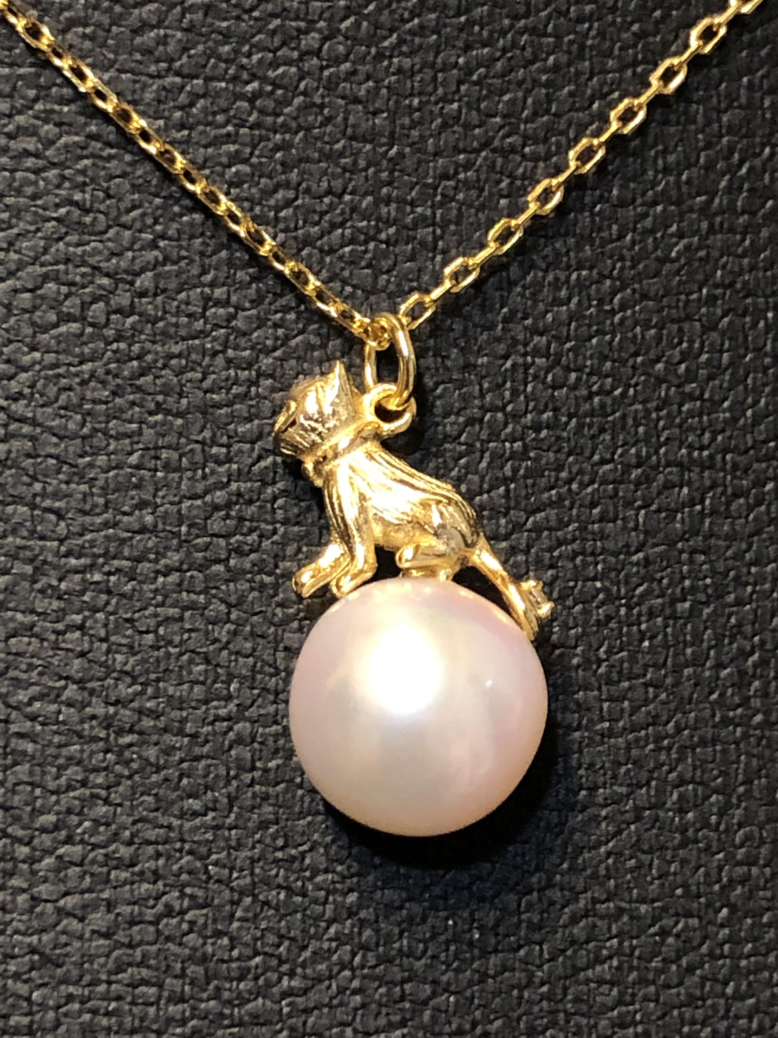 セール　memeアクセサリー　淡水パール猫ネックレス　7980→5980