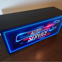 オートサービス カーショップ リペア 車 バイク 工場 ガレージ サイン 看板 置物 雑貨 LED2wayライトBOX 4枚目の画像