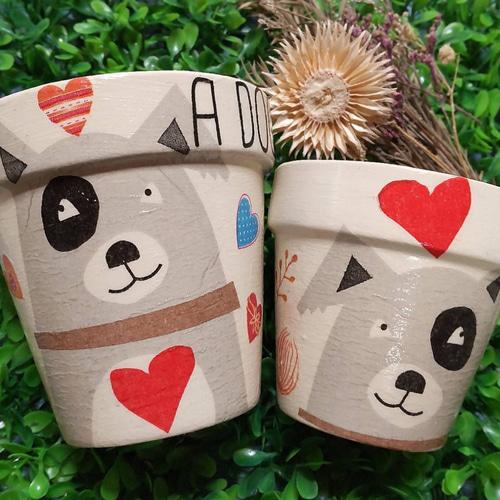 セット割有植木鉢リメイク鉢3号赤アニタジェラームデコパージュ