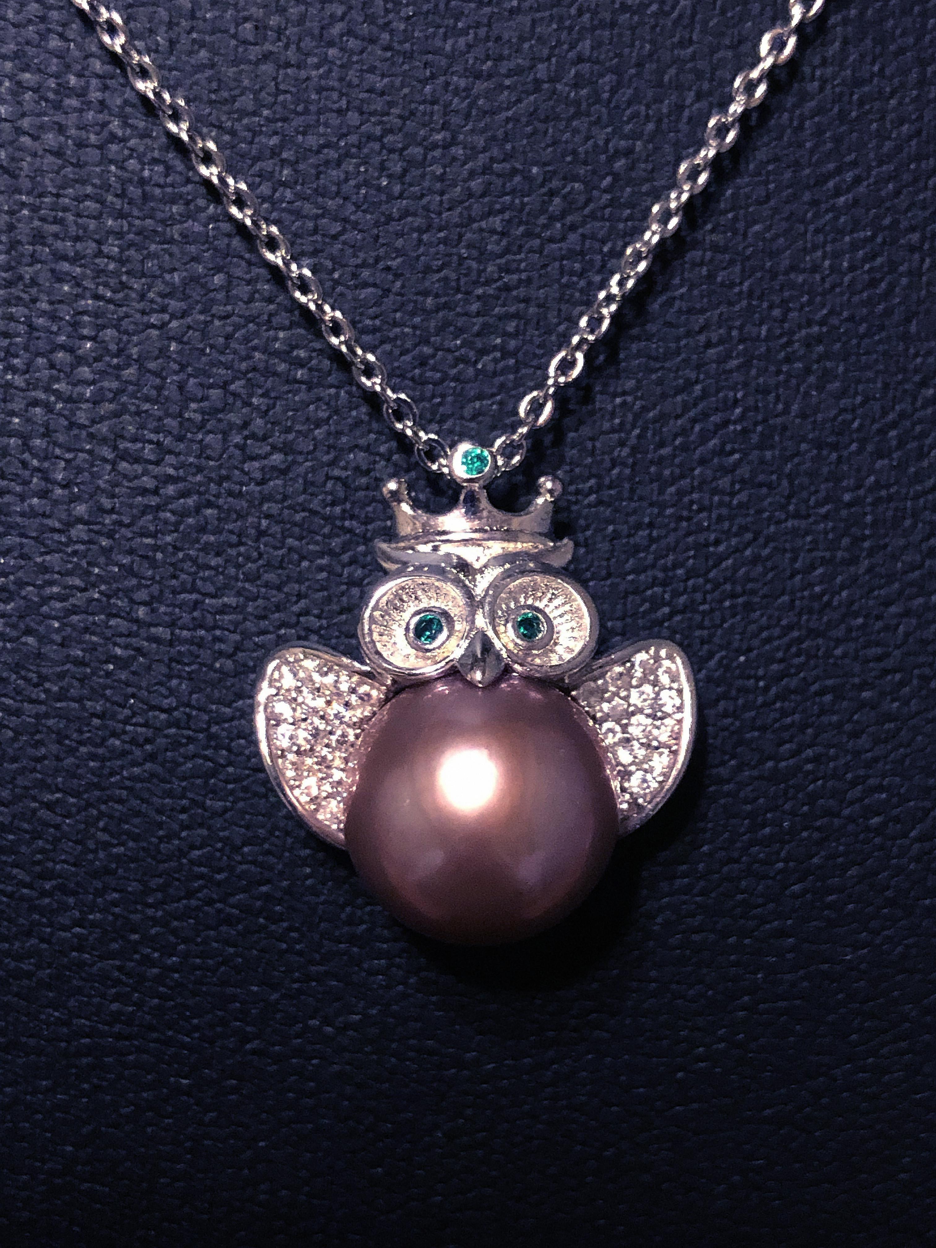 セール　memeアクセサリー　淡水パールネックレス・フクロウ 7500→5980