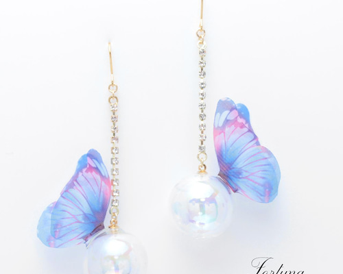 蝶のイヤリング 蝶シリーズ Ver.5 ～“奇跡の蝶” ブルーモルフォのピアス