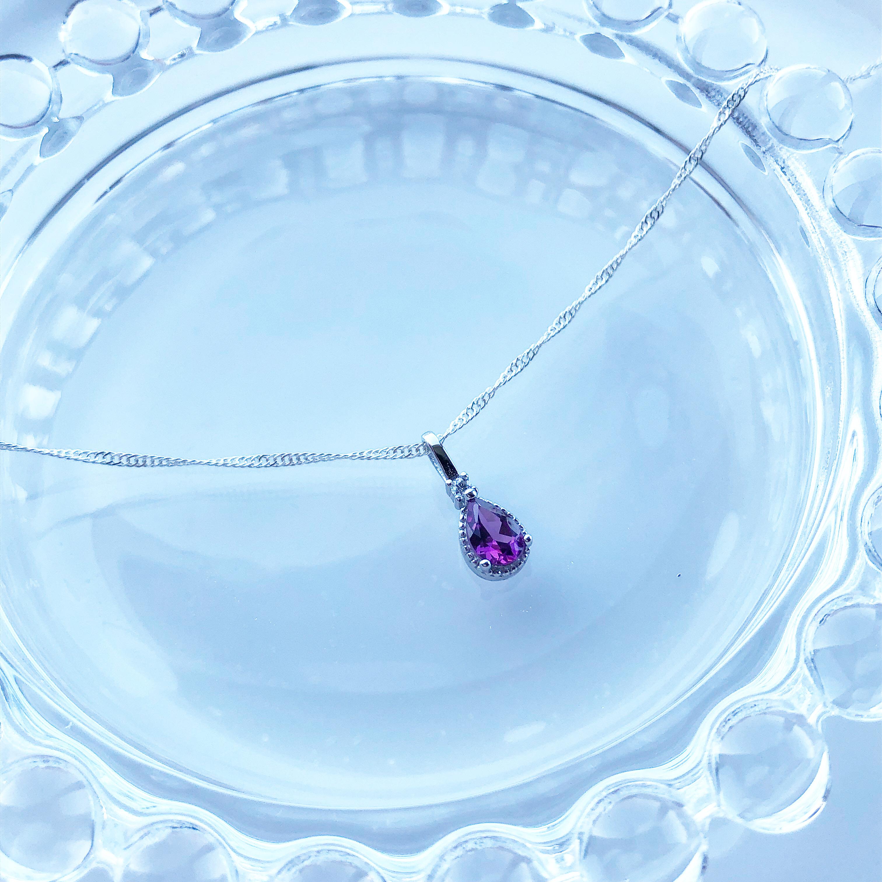 silver925 ロードライトガーネット ☆*:.｡.ペアシェイプネックレス【天然石Sサイズ】