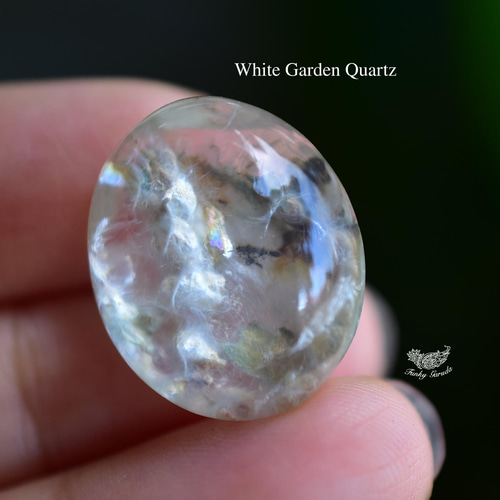 虹入り☆ホワイトガーデンクォーツ ルース 11 天然石 Funky