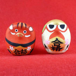 再販3】合格祈願 赤べこ だるま ✖️木鷽 セット 立体・オブジェ