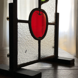 りんごのステンドグラスー3面磨りガラス 2枚目の画像