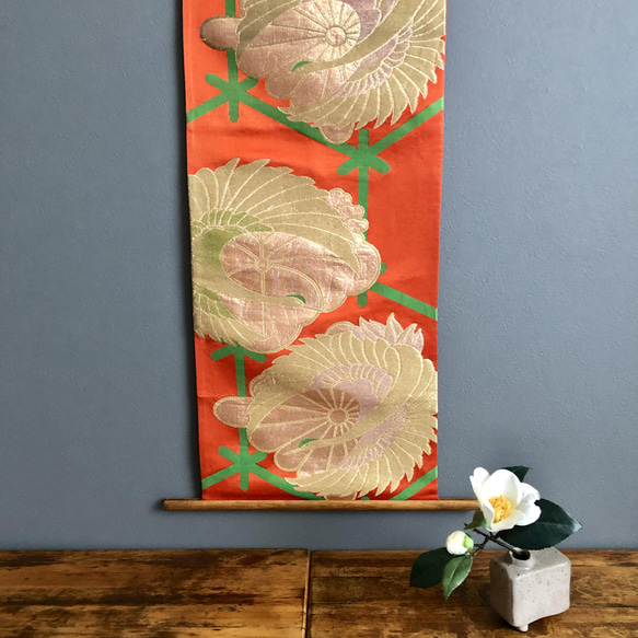 帯のタペストリー　輝く菊と鶴　2　正月飾り　　SDGｓ　サスティナブル 2枚目の画像