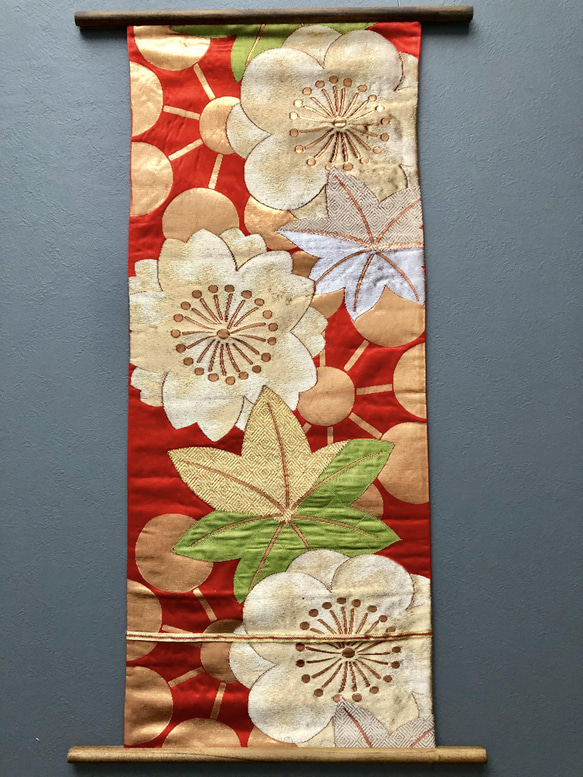 帯のタペストリー　輝く菊と鶴　2　正月飾り　　SDGｓ　サスティナブル 4枚目の画像