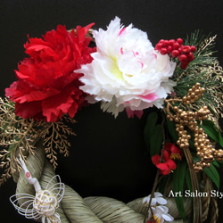 お正月飾り　紅白ピオニーのお正月飾り　３Lサイズ 2枚目の画像