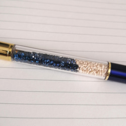 【海と砂のボールペン】【簡易ラッピング無料】プレゼントにも❀　キラキラ　ビーズ　ボールペン 5枚目の画像