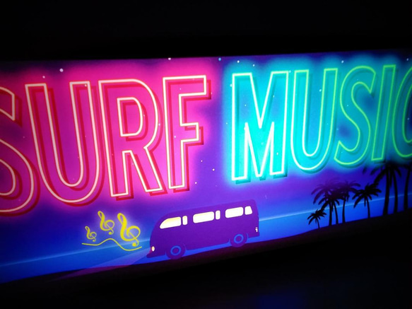 サーフ ミュージック カリフォルニア ビーチ ワーゲンバス 南国 サイン 看板 置物 雑貨 LED2wayライトBOX 2枚目の画像