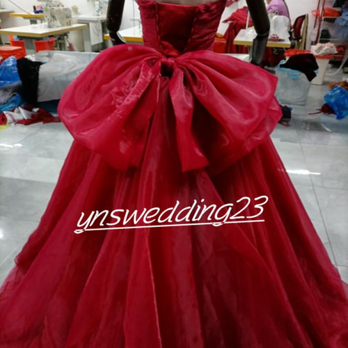 カラードレス ワインレッド トレーン ベアトップ 取り外し可能ポンチョ  