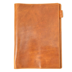 名入れ 刻印無料】ヌメ革 B5ノートカバー キャメル 最高級イタリアン