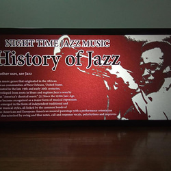 ジャズ トランペット 演奏者 音楽 History of Jazz サイン 看板 置物 雑貨 LED2wayライトBOX 1枚目の画像