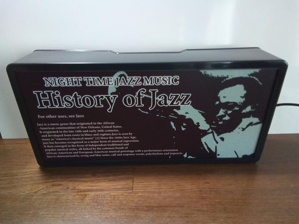 ジャズ トランペット 演奏者 音楽 History of Jazz サイン 看板 置物 雑貨 LED2wayライトBOX 4枚目の画像