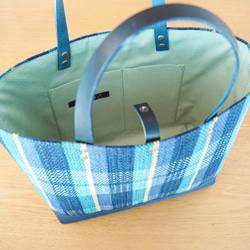 【Creema Limited 新年福袋】保暖格紋手織布托特包一套（藍色） 第4張的照片