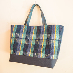 【Creema Limited 新年福袋】保暖格紋手織布托特包一套（藍色） 第6張的照片