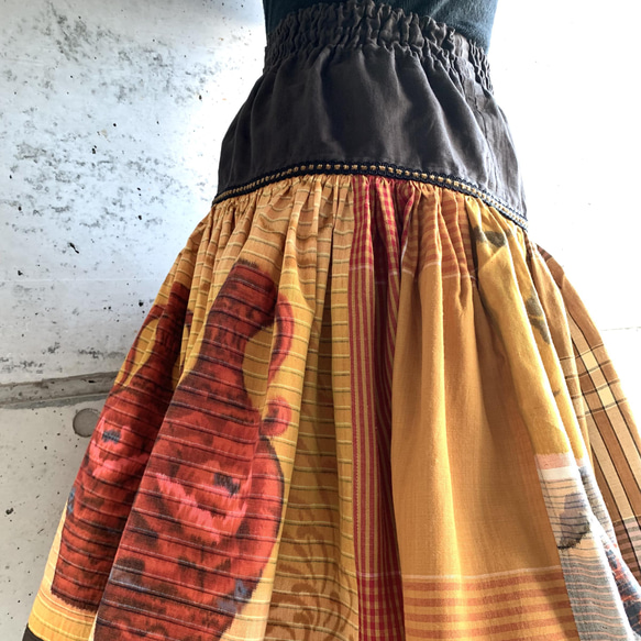 XS~S size　深紅の牡丹の壺・布団皮スカート 5枚目の画像