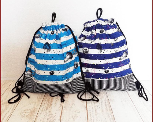 ナップサック型☆お着替え袋（大きめ！ 宇宙ステーション