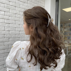 韓国ファッション　パールのヘアクリップ　ヘアアクセサリー　-7002 2枚目の画像