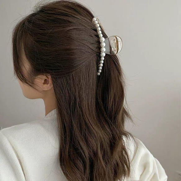 韓国ファッション　パールのヘアクリップ　ヘアアクセサリー　-7002 4枚目の画像