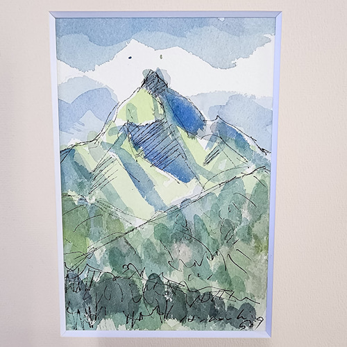 水彩画　春　桃　山村 S 水彩画 春 桃 山村 S - メルカリ