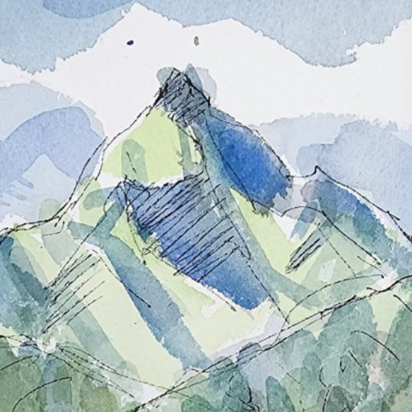 水彩画】「春の路 28」 北海道（利尻山） 絵画 アトリエZenkichi 通販