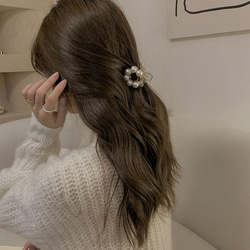 韓国ファッション　キュート　パールまるまるヘアクリップ　ヘアアクセサリー　-7003 4枚目の画像