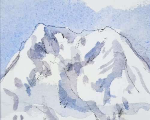 水彩画】「冬の路 56 」 新潟（妙高山） 絵画 アトリエZenkichi