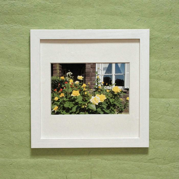 正方形(220×220)mmマット(2種)付きフォトフレーム（白） フォト