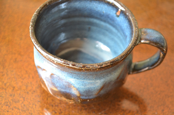 【カップ】お洒落なコーヒーカップ　(コスモブルー)　★萩焼き　 2枚目の画像