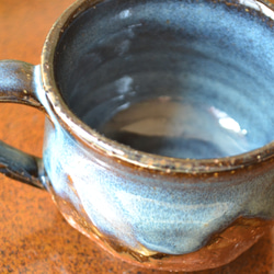 【カップ】お洒落なコーヒーカップ　(コスモブルー)　★萩焼き　 4枚目の画像