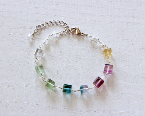 フローライトたんのブレス！グラデーションぽくしたよ！ フローライトのレインボーグラデーションブレスレット №1