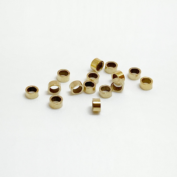 【15個入】 つぶし玉　14kgf 　2×1mm  ゴールド 1枚目の画像