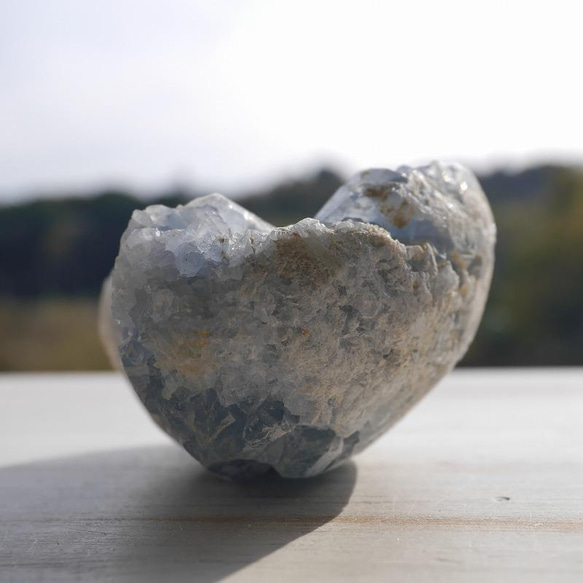 天然石 約554g約87mmセレスタイト(マダガスカル産)ハート型半球原石結晶ぎっしり天青石[ce-211214-01] 14枚目の画像
