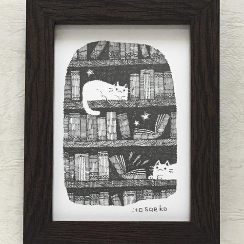 日本画『月』猫と月　M50号 日本画 浮世絵 美人画 猫 浮世絵風キャット🐈 喜多川歌麿の玉屋内誰