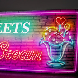 アメリカン アイスクリーム ソフトクリーム アイスキャンディー サイン 看板 置物 雑貨 LED2wayライトBOX 3枚目の画像
