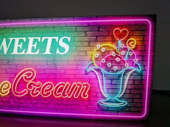 アメリカン アイスクリーム ソフトクリーム アイスキャンディー サイン 看板 置物 雑貨 LED2wayライトBOX 3枚目の画像