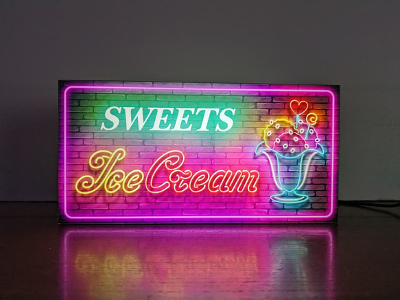 アメリカン アイスクリーム ソフトクリーム アイスキャンディー サイン 看板 置物 雑貨 LED2wayライトBOX 2枚目の画像